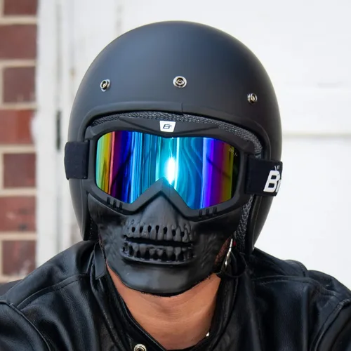 Miniatura 5 de Birdz Skullbird - Gafas protectoras acolchadas para motocicleta ATV, color negro, con cubrebocas