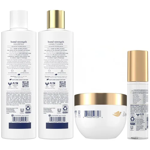 Miniatura 2 de Dove Fuerza de Enlace, Sistema de Terapia de Daños – Champú, Acondicionador, Suero Escudo 10-en-1 y Mascarilla de Péptidos, Tratamiento