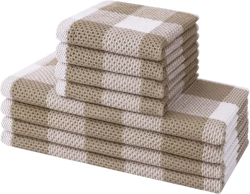 Miniatura 60 de Mordimy Toallas de cocina 100% algodón con tejido de gofre, 13 x 28 pulgadas, paños de cocina súper suaves y absorbentes para secar platos, paquete