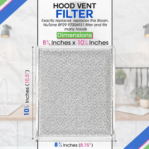 Miniatura 3 de Bagean Filtro de ventilación para campana de estufa de 10.5 x 8.75 pulgadas 97006931 compatible con filtro de campana Broan BP29 – Filtros