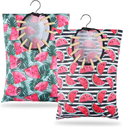 Miniatura 9 de Soporte para pinzas para ropa de panal de abeja – 2 bolsas para ropa de abeja – 15 x 11 pulgadas – Bolsa colgante para lavandería y uso al aire libre