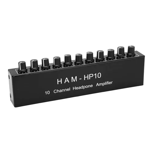 Fydun Amplificador de auriculares de 10 canales 1 en 10 canales de salida portátil estéreo Distribuidor Amplificador de auriculares Mini Jack TRS