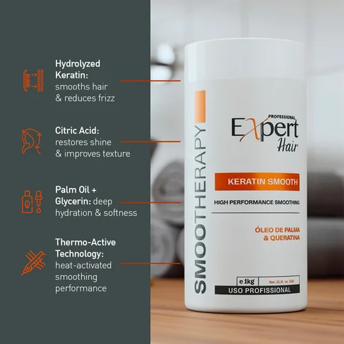 Miniatura 5 de Expert Hair Queratina suave volumen y frizz reductor capilar tratamiento de reconstrucción y suavizado (1 kg/35.3 oz)