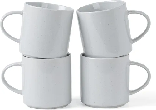 famiware Nebula - Taza de café de 4 piezas, tazas de catering de 14 onzas con asa para café, té, cacao, leche, gris claro Nebulosa gris claro