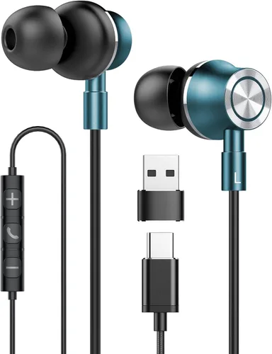 Miniatura 9 de Auriculares USB C con cable, auriculares intrauditivos para iPhone 16 15 Pro/iPad Pro/Samsung Galaxy S25/S24/S23 Ultra con micrófono, auriculares