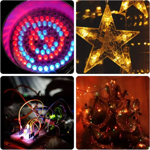 Miniatura 4 de DiCUNO 100 piezas de diodo LED de parpadeo rápido RGB multicolor de 0.197 in, diodos emisores de luz cambiantes intermitentes multicolor, 2 pines