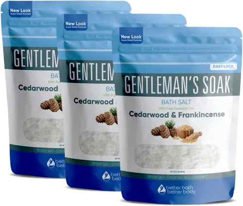 Miniatura 8 de Gentleman's - Sal de baño de 32 onzas (2 libras) de sal de Epsom para hombres con madera de cedro natural y aceites esenciales de incienso más
