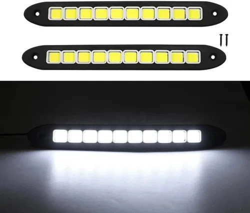YSY - Tira de luz LED para auto, 2 piezas, flexible, alta potencia, COB, DRL, luces antiniebla, lámpara de conducción, impermeable, blanca, 12V