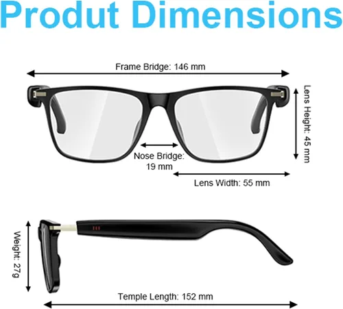 Miniatura 8 de Lentes inteligentes AI, lentes Bluetooth 5.3 para hombres y mujeres, gafas de traducción con 164 idiomas, lente física que cambia