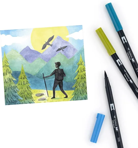 Miniatura 6 de Tombow 56169 Marcadores artísticos de doble pincel, paisaje, paquete de 10. Marcadores mezclables, con pincel y punta fina