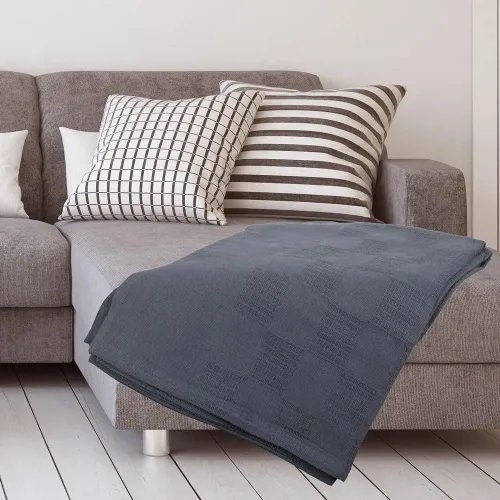 Miniatura 4 de ForPro Professional Collection Manta térmica de masaje prémium a cuadros, 100% algodón, para mesas de masaje, camas, sofás, 66 x 90 pulgadas, gris