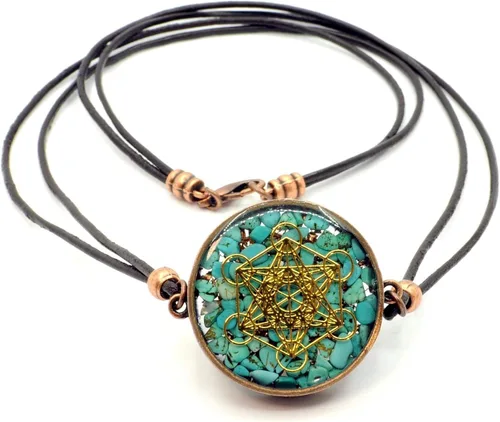 Miniatura 3 de Metatron's Cube Merkaba Orgone Pendant with Turquoise
