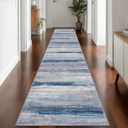 Miniatura 126 de KOZYFLY – Alfombra de pasillo moderna y lavable de diseño abstracto verde, 2 x 5 pies, antideslizante, suave y de pelo corto, ideal para cocina