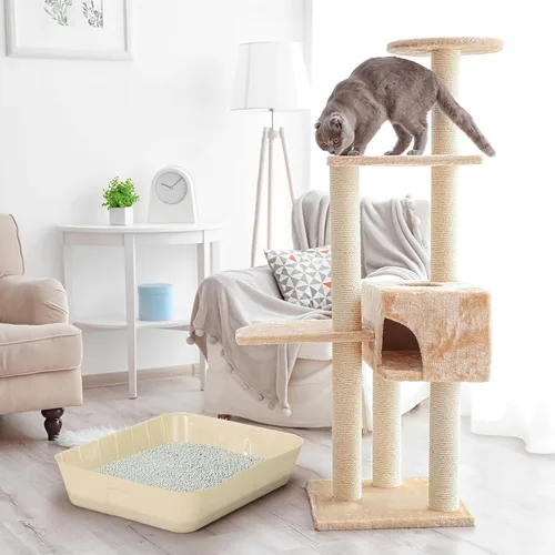 Miniatura 7 de Bokon Caja de arena desechable de 25 unidades para gatos, bandeja de arena desechable grande para viajes al hogar, cajas de arena de plástico