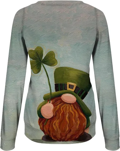 Miniatura 4 de Camiseta de manga larga suave para el día de San Patricio 2023, con estampado de gnomo arcoíris