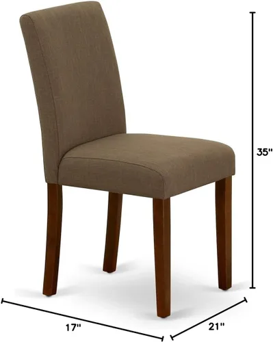 Miniatura 3 de East West Furniture ABP3T18 Abbott Parson - Sillas de comedor acolchadas de tela de lino café, juego de 2, caoba