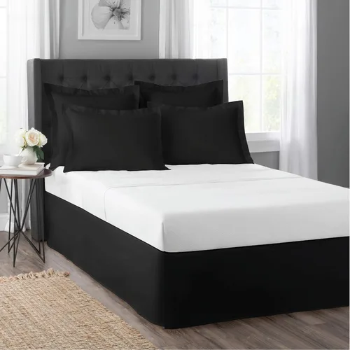Miniatura 2 de TODAY'S HOME Falda de cama clásica a medida con volante antipolvo, diseño de mezcla de algodón, longitud de caída de 14 pulgadas, individual, negro
