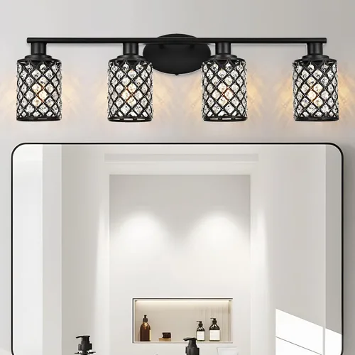 Miniatura 8 de 3 Luces de Iluminación de Oro para Baño, Luz Moderna de Tocador de Granja, Accesorio de Iluminación de Tocador de Cristal para Cuarto de Polvo