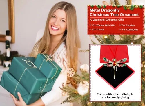 Miniatura 6 de WhatSign Adornos de Navidad de libélula 2025 – Adornos colgantes de metal para decoración de árbol de Navidad, regalos para niños, mujeres y niñas