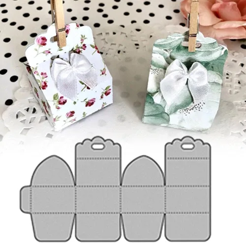 Troqueles de corte de metal plateado, caja de regalo de caramelos, plantillas para hacer cajas de troqueles para manualidades, álbumes de recortes,