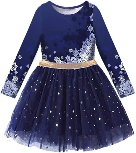 VIKITA Vestidos de invierno de manga larga y tutú para niñas pequeñas de 3 a 7 años, vestido de fiesta y navidad para niñas