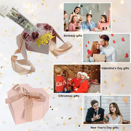 Miniatura 5 de Caja de dinero para regalo en efectivo, caja de regalo para dinero en efectivo, ideas rosadas, caja de regalo con tarjeta y cinta, regalo sorpresa