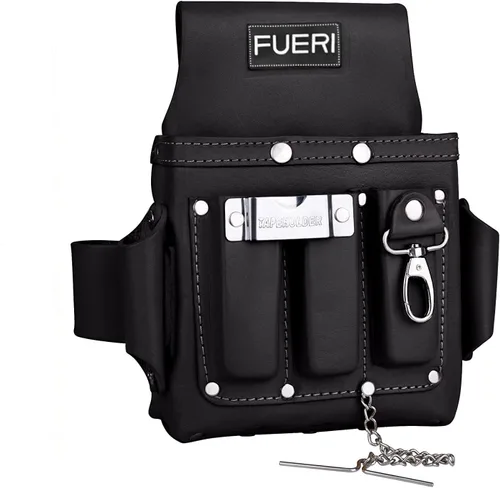 FUERI Bolsos de Herramientas de Cuero para Carpintero y Electricista, Cinturón Organizador de 4 Bolsillos Profesional de Alta Resistencia para