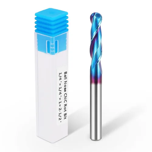 Miniatura 7 de HQMaster Broca de nariz de bola de enrutador de corte ascendente de 1/4 pulgadas de vástago de carburo sólido Broca de enrutador CNC