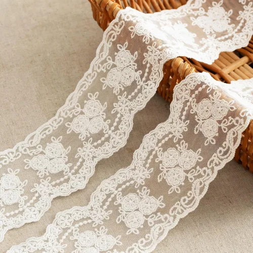 Miniatura 16 de Cinta de encaje, cinta de volantes, cinta de encaje negro de 6 yardas, adornos de cordones negros de 1.8 pulgadas de ancho, cintas delicadas