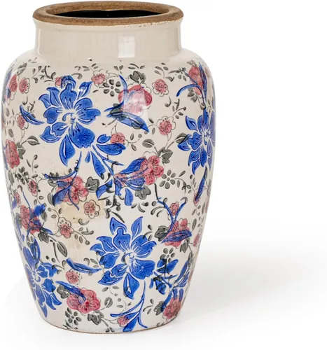 Sungmor Florero de cerámica, florero de porcelana de esmalte agrietado con hielo vintage, bonito jarrón de decoración del hogar para arreglos