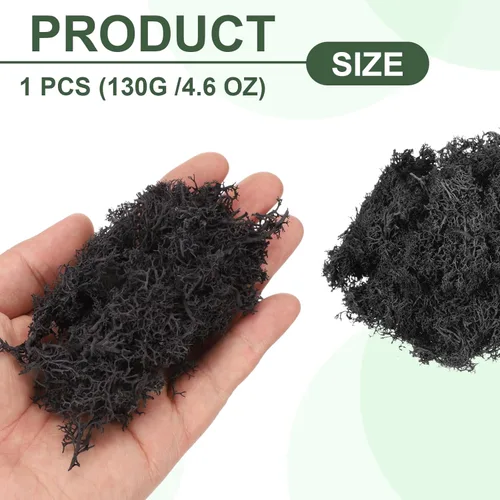 Miniatura 2 de MECCANIXITY Musgo de reno preservado de 4.6 onzas, musgo artificial decorativo negro para plantas en maceta, manualidades de interiores, centros