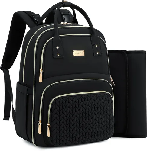 Miniatura 10 de Mochila para pañales, grande, multifuncional, para niños, niñas y bebés, bolsa esencial de viaje con cambiador, bolsillos aislados, correas