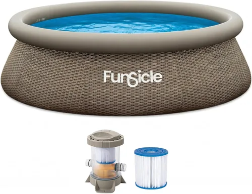 Miniatura 7 de Funsicle Quickset Designer - Piscina redonda sobre el suelo de 14 x 36 pulgadas, con bomba de filtro FiltraBoost de 800 GPH, escalera, cartucho