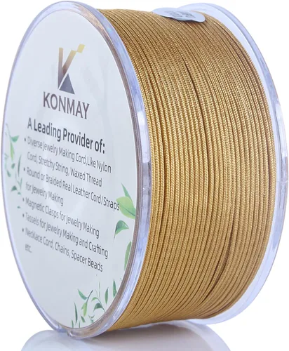 Miniatura 34 de KONMAY - Hilo de nylon negro de 0.6mm con estuche para pulseras, cordón de nailon satinado trenzado de 190 yardas para hacer joyería, encordar