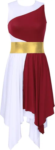 Miniatura 83 de easyforever Vestido de baile sin mangas con bloques de color para mujer, alabanza litúrgica, ropa de baile lírico, vestido de bata de adoración