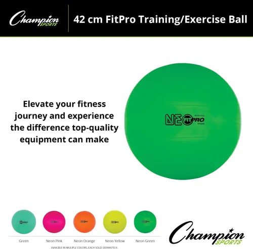 Miniatura 7 de Champion Sports Ejercicio, estabilidad, pelota de equilibrio, 16.5 in, color verde, calidad premium, pelotas medicinales resistentes a los golpes