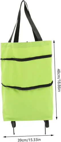 Miniatura 4 de Bolsa de lavandería plegable con ruedas grandes reutilizables para necesidades diarias Versátil Verde