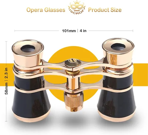 Miniatura 3 de Gafas de ópera, prismáticos de teatro 3X25 con mango plegable y extensible, mini binoculares compactos y ligeros, gafas de teatro portátiles