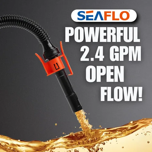 Miniatura 3 de SEAFLO Bomba Automática de Transferencia de Combustible, Flujo de 2.4 GPM, Sensor de Parada Automática, Manguera de Descarga Larga, Bomba Portátil