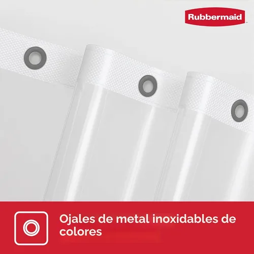 Miniatura 4 de Rubbermaid Forro de cortina de ducha transparente, forro de ducha de PEVA resistente al agua para baño, con imanes y ojales gris carbón inoxidables