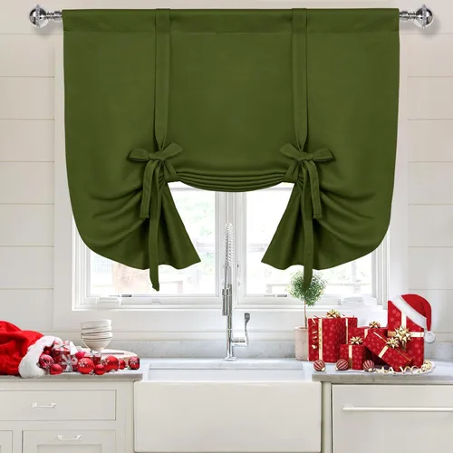 Miniatura 33 de DWCN Cortinas Opacas - Persiana Enrollable con Lazos para Ventana, Aislamiento Térmico, Oscurecimiento de Habitación, Cortinas con Bolsillo