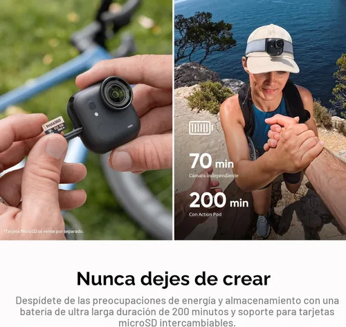 Miniatura 7 de Insta360 GO Ultra - Cámara de vlogging 4K pequeña, manos libres, cámara POV, sensor de 1/1.28 pulgadas, peso de 1.87 oz, FOV de 156°, duración