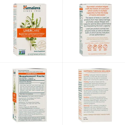 Miniatura 6 de Himalaya LiverCare, Suplemento de apoyo hepático a base de hierbas que promueve la eliminación de residuos, limpieza del hígado desintoxicación