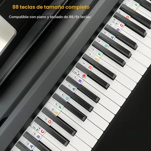 Miniatura 3 de BEATBIT Guía de notas de piano para principiantes, etiquetas extraíbles para notas de teclado de piano para aprender, tamaño completo de 88 teclas