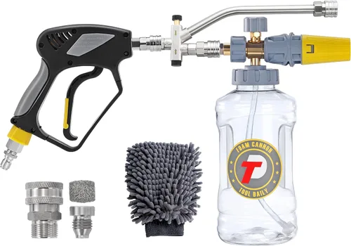 Tool Daily Cañón de espuma con pistola de lavado a presión, accesorio de doble conector, pistola de lavado eléctrico con conector giratorio de 3/8