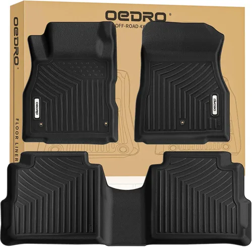 OEDRO Alfombrillas de piso compatibles con Nissan Kicks 2018-2024 y 2025 Kicks Play, ajuste personalizado delantero y segunda fila, protector negro