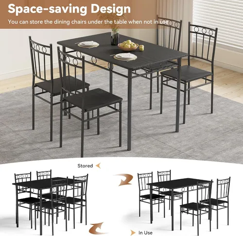 Miniatura 6 de Juego de mesa de comedor para 4, mesa de cocina y sillas de 5 piezas, juego de mesa de comedor rectangular con 4 sillas, juego de mesa de cocina que