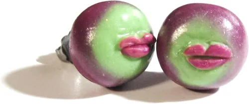 Miniatura 5 de Conophytum Pageae - Lips Plant - Succulent Earrings - Purple & Mint - Tiny Food Jewelry