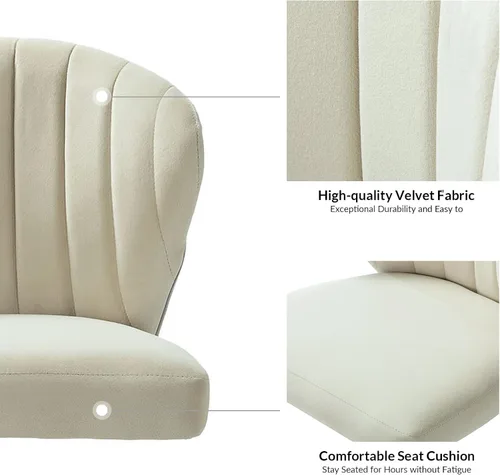 Miniatura 6 de HULALA HOME Silla de escritorio de oficina en casa con ruedas doradas, pequeña y linda silla de tocador con respaldo para dormitorio, asiento