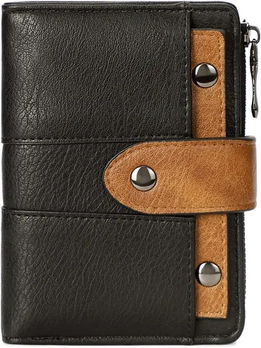 Miniatura 14 de CLUCI Cartera pequeña para mujer, de piel, delgada, plegable, con múltiples tarjeteros, organizador de diseño con ventana de identificación extraíble